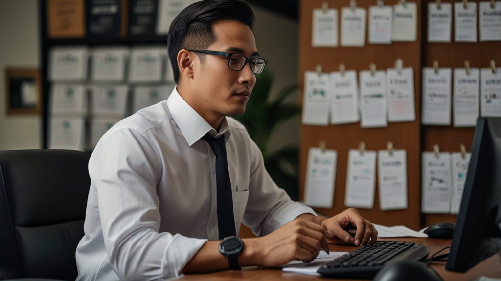usahawan sedang membuat salespage dengan mengaplikasikan teknik psychology of selling