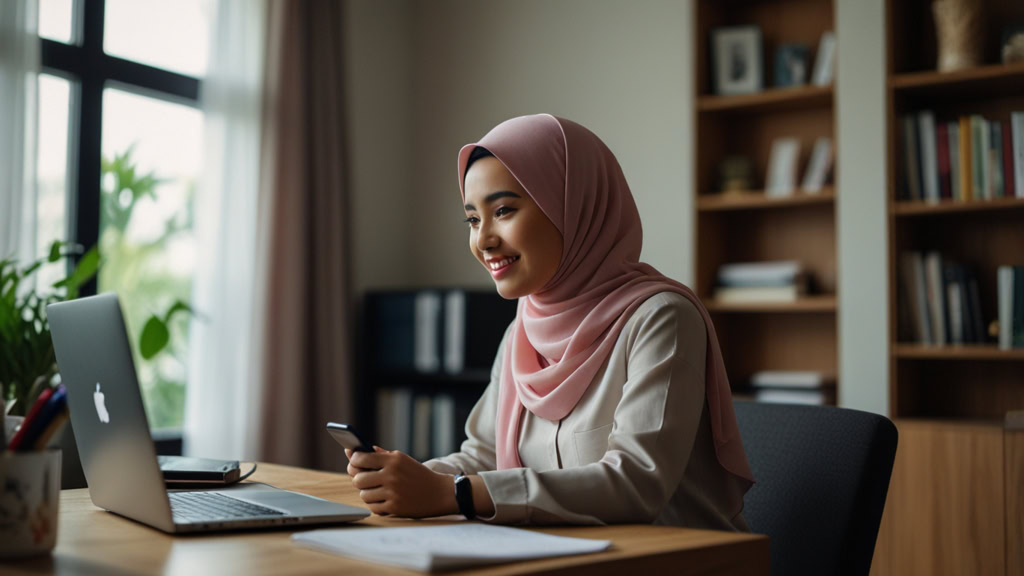 usahawan wanita sedang melayari internet yang stabil